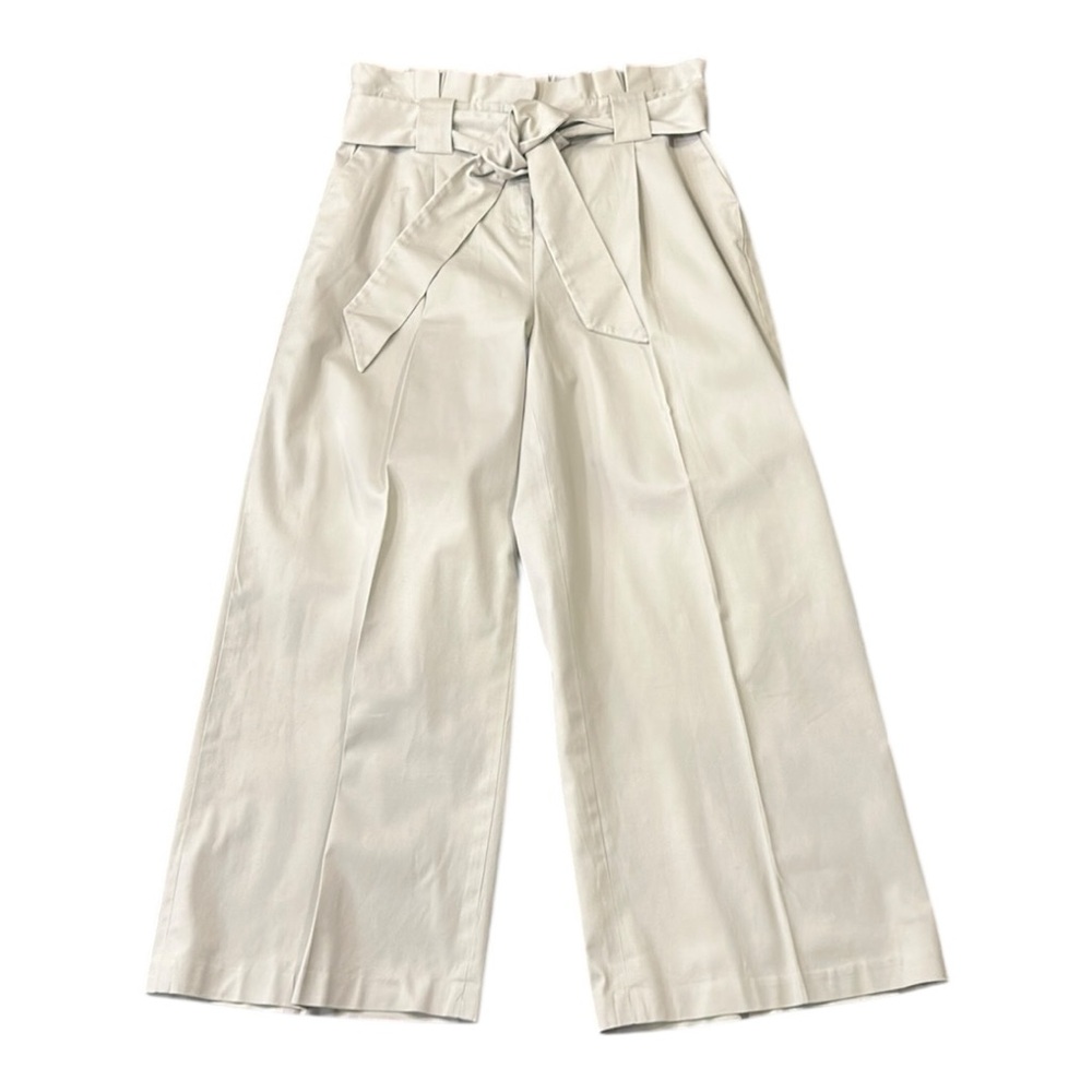 Halogen Paperbag Belted Wide Leg Cropped Pants Beige Women’s Size 8 - Picture 8 of 14